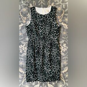 J. Crew Green and Black animal leopard print Sheath Dress Sleeveless